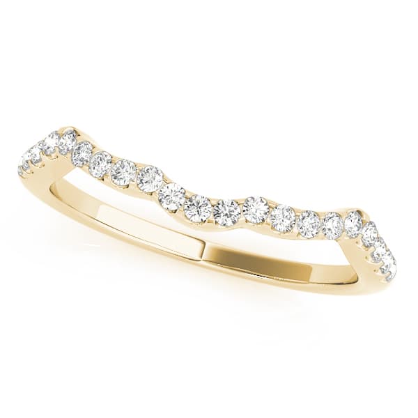 Prong Set Curved Wedding Band (1/4 ct. tw.), Front view in yellow gold
