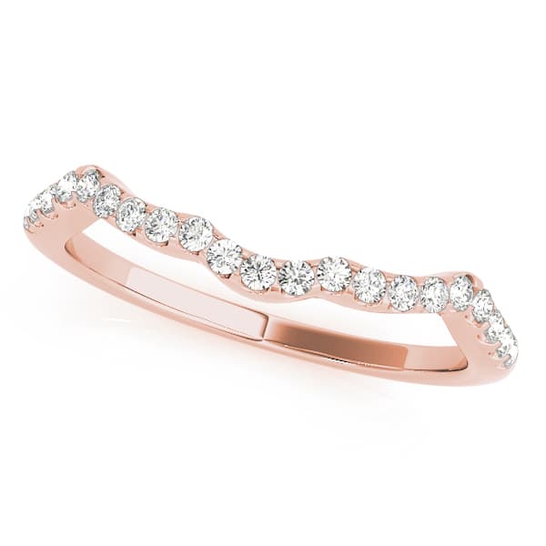 Prong Set Curved Wedding Band (1/4 ct. tw.), Front view in rose gold