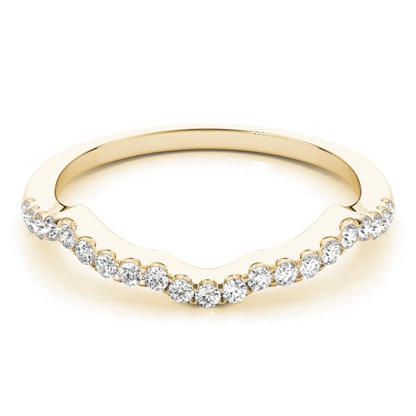 Prong Set Curved Wedding Band (1/4 ct. tw.), On hand view in yellow gold