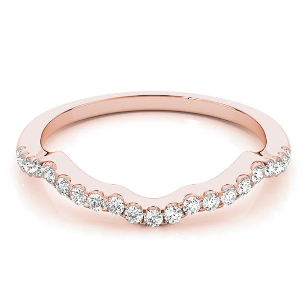 Prong Set Curved Wedding Band (1/4 ct. tw.), On hand view in rose gold