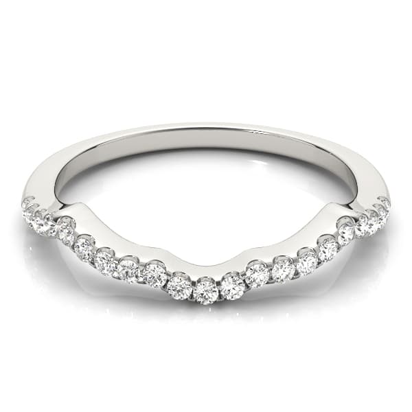 Prong Set Curved Wedding Band (1/4 ct. tw.), On hand view in white gold or platinum