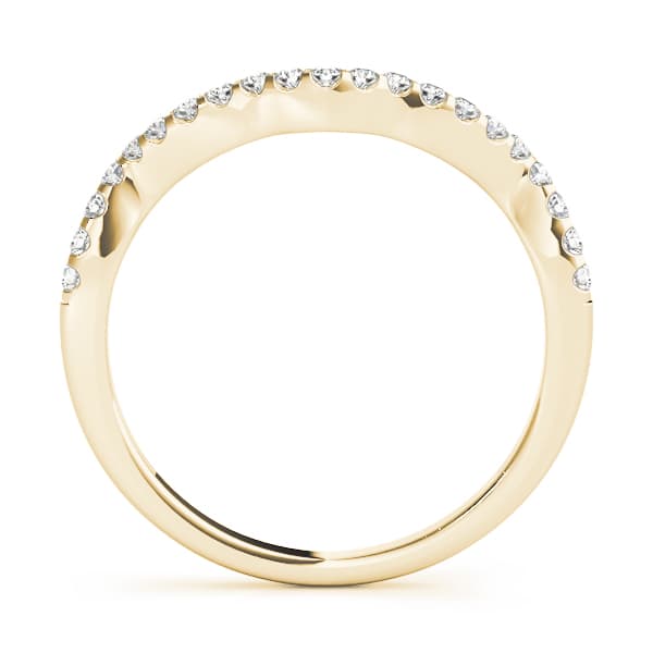 Prong Set Curved Wedding Band (1/4 ct. tw.), Side view in yellow gold