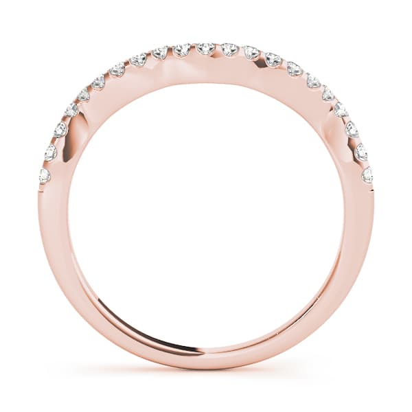 Prong Set Curved Wedding Band (1/4 ct. tw.), Side view in rose gold