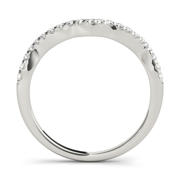 Prong Set Curved Wedding Band (1/4 ct. tw.), Side view in white gold or platinum