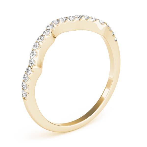 Prong Set Curved Wedding Band (1/4 ct. tw.), Top view in yellow gold