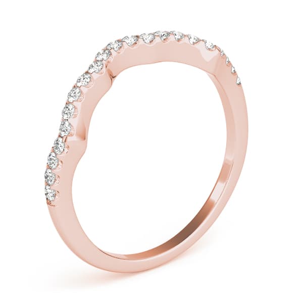 Prong Set Curved Wedding Band (1/4 ct. tw.), Top view in rose gold