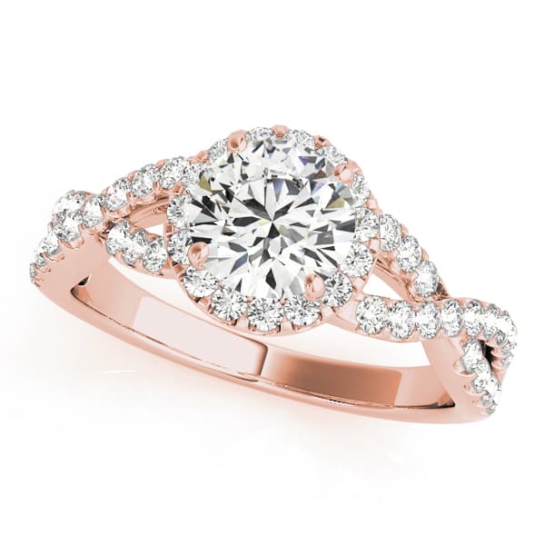 Infinity Twisted Halo Engagement Ring, style 84630, Front view in rose gold