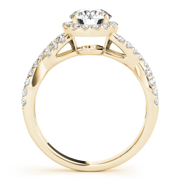 Infinity Twisted Halo Engagement Ring, style 84630, Side view in yellow gold