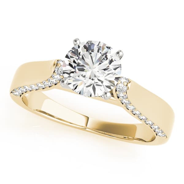 Classic Solitaire Shared Prong Engagement Ring, style 84633, Front view in yellow gold