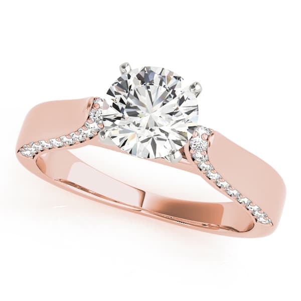 Classic Solitaire Shared Prong Engagement Ring, style 84633, Front view in rose gold
