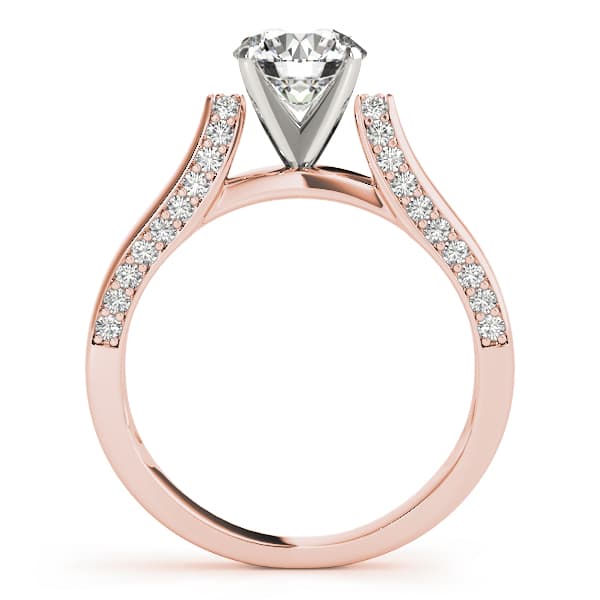 Classic Solitaire Shared Prong Engagement Ring, style 84633, Side view in rose gold