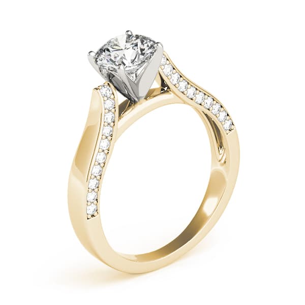 Classic Solitaire Shared Prong Engagement Ring, style 84633, Top view in yellow gold