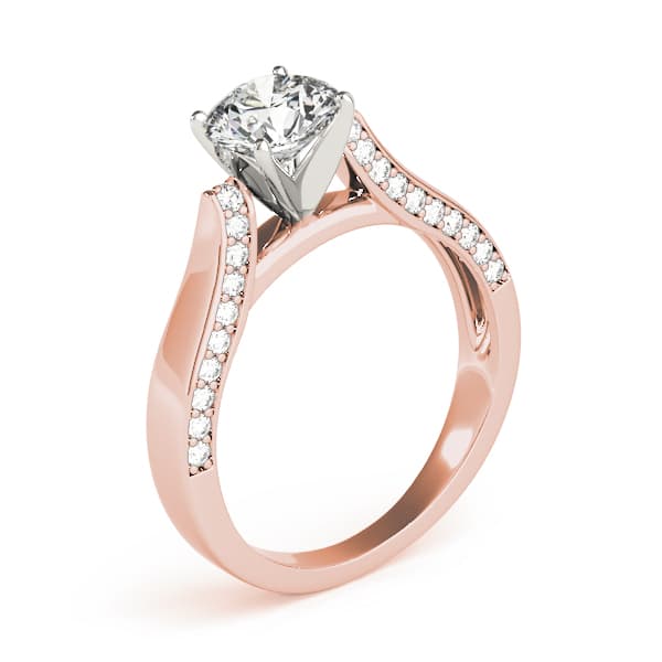 Classic Solitaire Shared Prong Engagement Ring, style 84633, Top view in rose gold