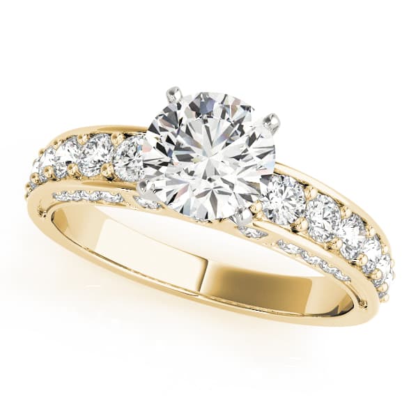 Multi-Row Accented Engagement Ring, style 84636, Front view in yellow gold