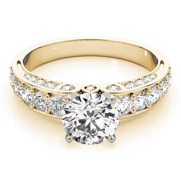 Multi-Row Accented Engagement Ring, style 84636, On hand view in yellow gold
