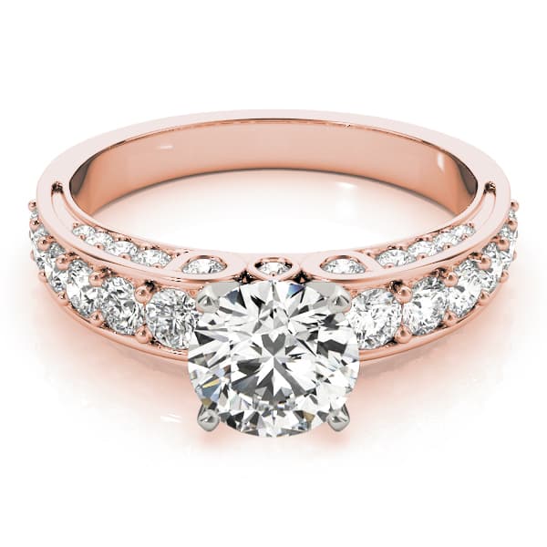 Multi-Row Accented Engagement Ring, style 84636, On hand view in rose gold