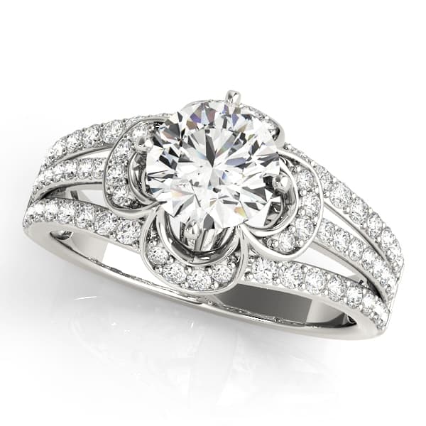 Multirow Floral Shape Engagement Ring — style 84637 in 10k White Gold
