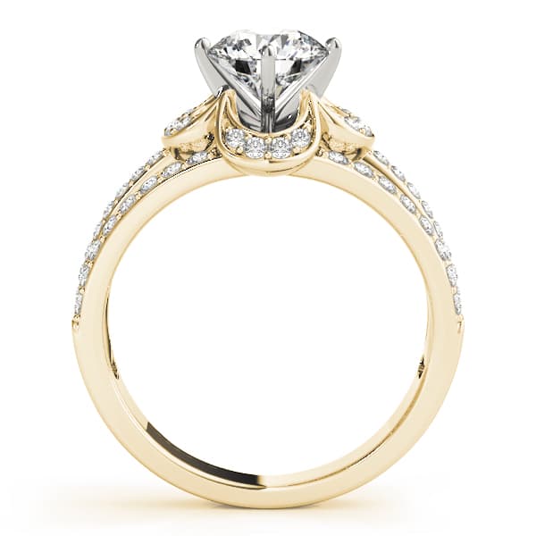 Multi-Row Floral Shape Engagement Ring, style 84637, Side view in yellow gold