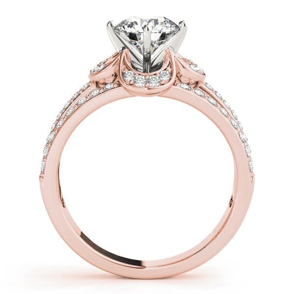 Multi-Row Floral Shape Engagement Ring, style 84637, Side view in rose gold