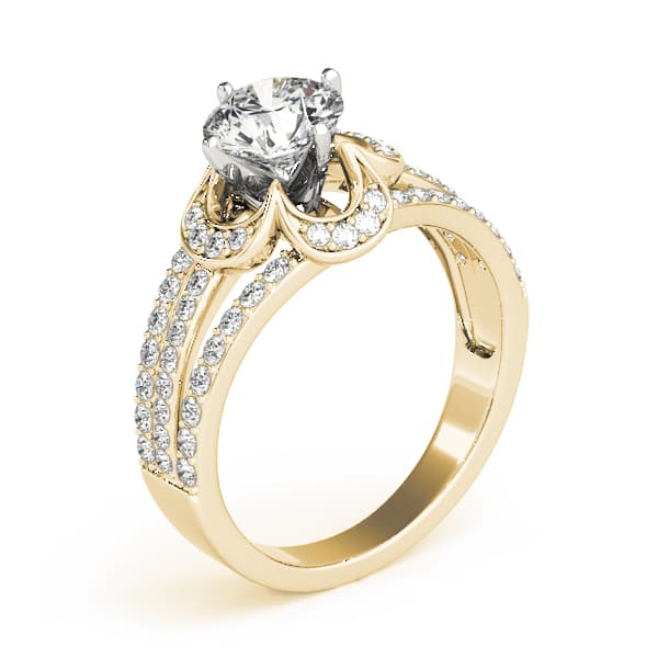Multi-Row Floral Shape Engagement Ring, style 84637, Top view in yellow gold