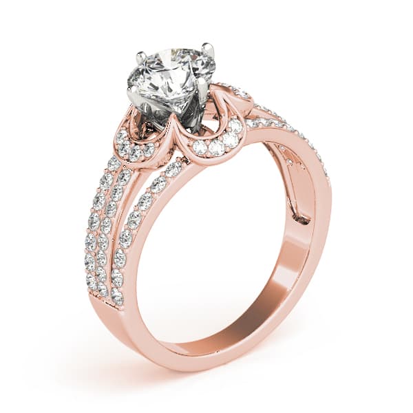 Multi-Row Floral Shape Engagement Ring, style 84637, Top view in rose gold