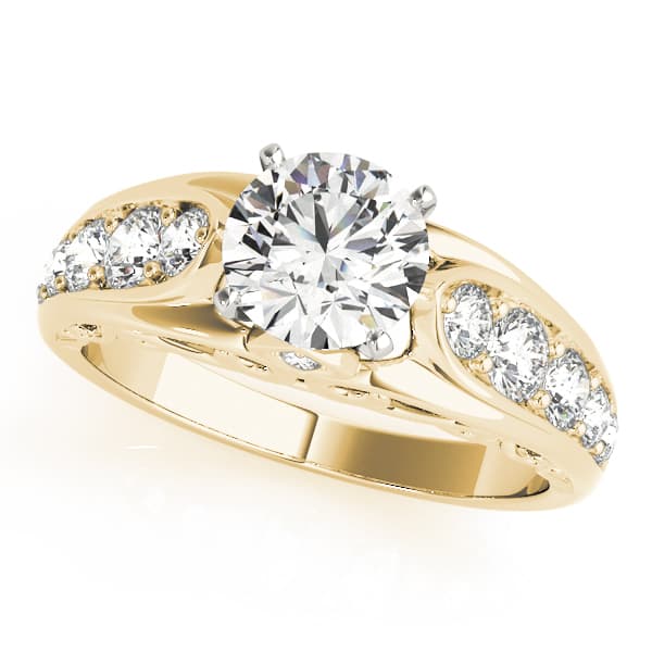 Single Row Engagement Ring, style 84638, Front view in yellow gold
