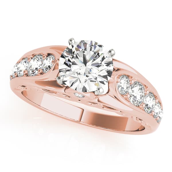 Single Row Engagement Ring, style 84638, Front view in rose gold