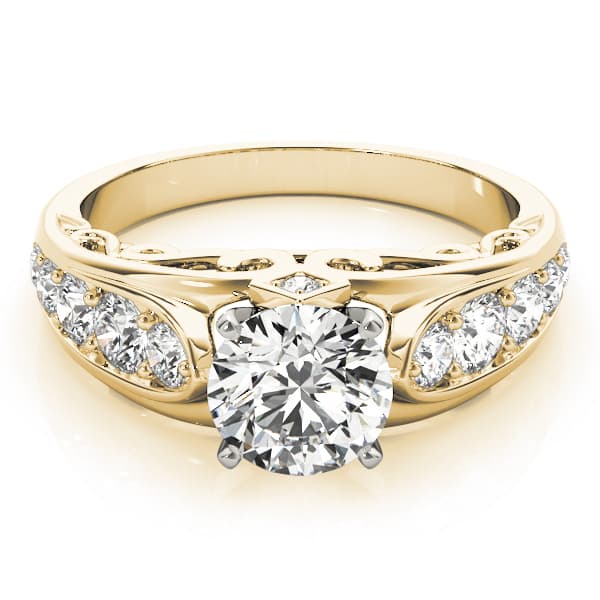 Single Row Engagement Ring, style 84638, On hand view in yellow gold