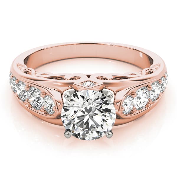 Single Row Engagement Ring, style 84638, On hand view in rose gold