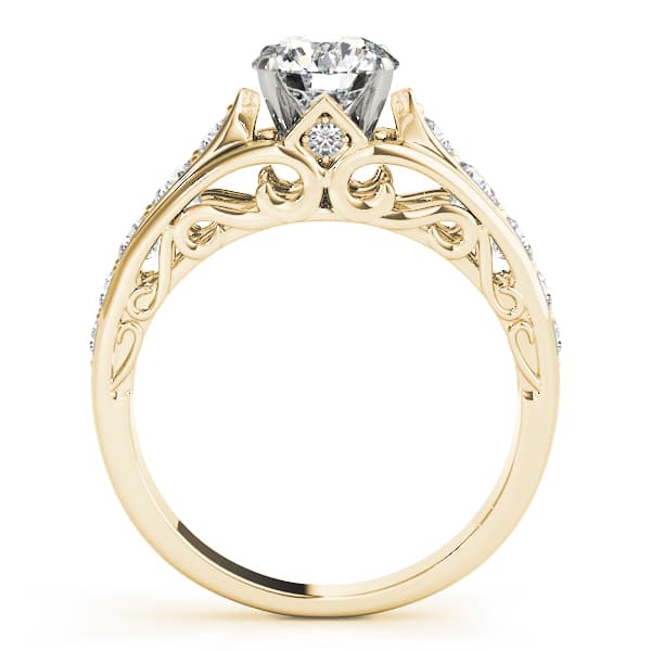 Single Row Engagement Ring, style 84638, Side view in yellow gold