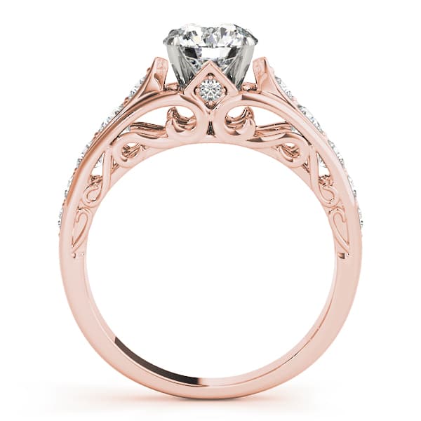 Single Row Engagement Ring, style 84638, Side view in rose gold