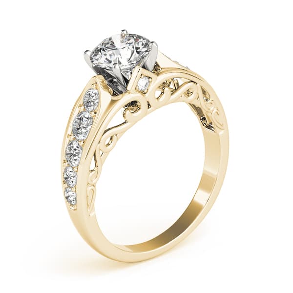 Single Row Engagement Ring, style 84638, Top view in yellow gold