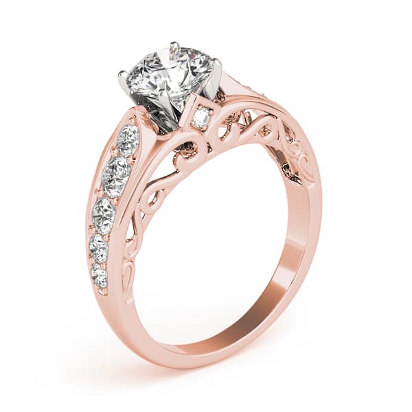 Single Row Engagement Ring, style 84638, Top view in rose gold