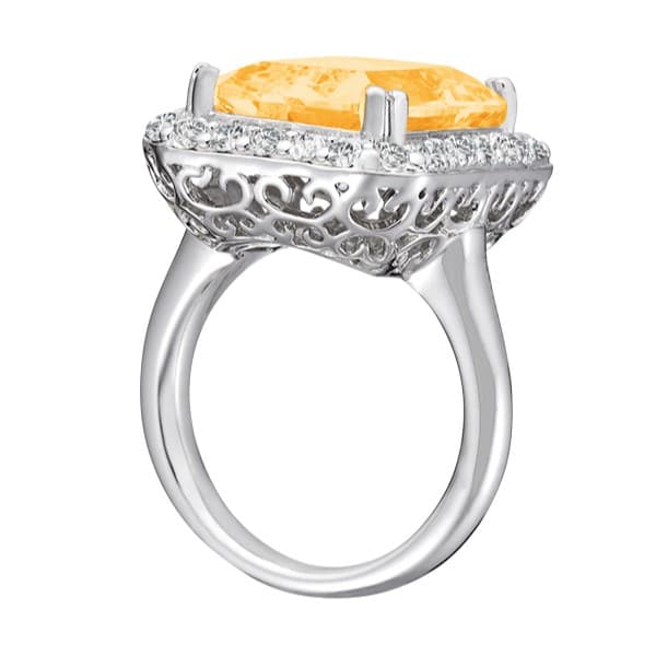 Emerald Gemstone Ring (0.84 ct. tw.), Side view in white gold or platinum