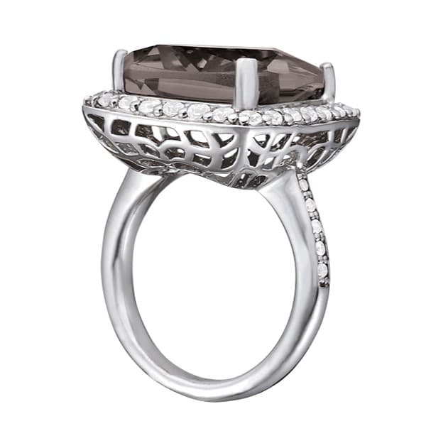Princess Cut Halo Color Ring (0.91 ct. tw.), Side view in white gold or platinum