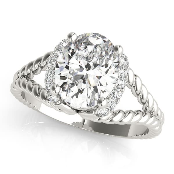 Braided Shank Halo Oval Cut Engagement Ring — style 84643 in 10k White Gold