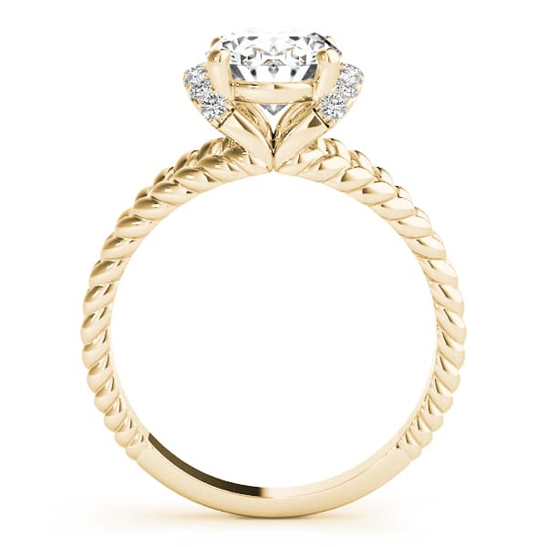 Braided Shank Halo Oval Cut Engagement Ring, style 84643, Side view in yellow gold