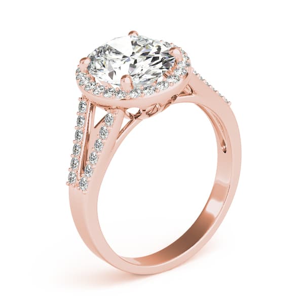 Oval Halo Split Shank Engagement Ring, style 84647, Angle view in rose gold