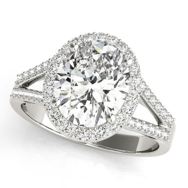Oval Halo Split Shank Engagement Ring — style 84647 in 10k White Gold