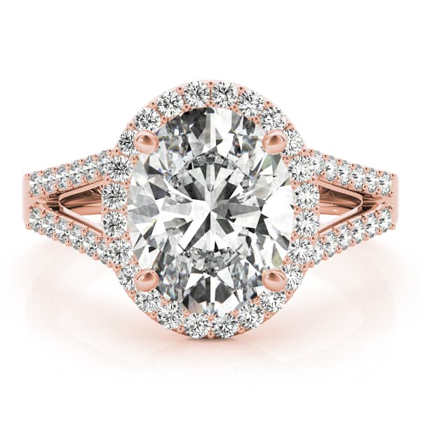 Oval Halo Split Shank Engagement Ring, style 84647, On hand view in rose gold