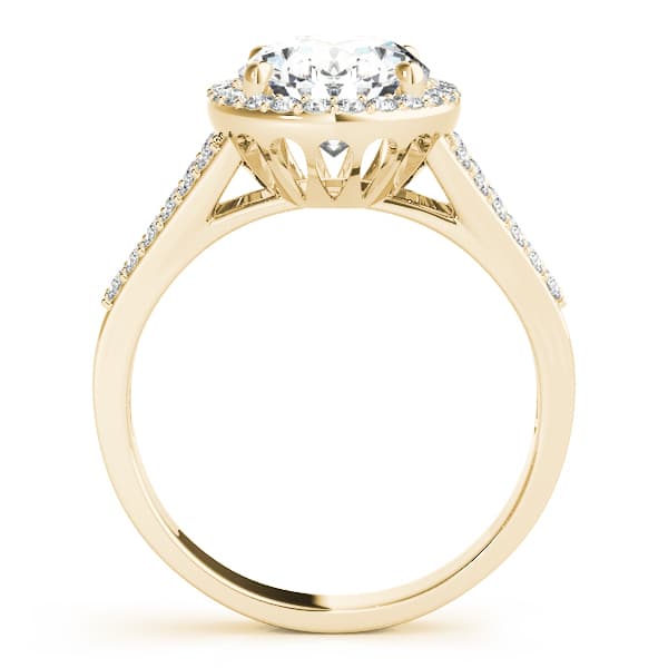 Oval Halo Split Shank Engagement Ring, style 84647, Side view in yellow gold