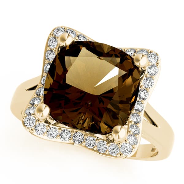 Princess & Cushion Gemstone Ring (1/4 ct. tw.), Front view in yellow gold