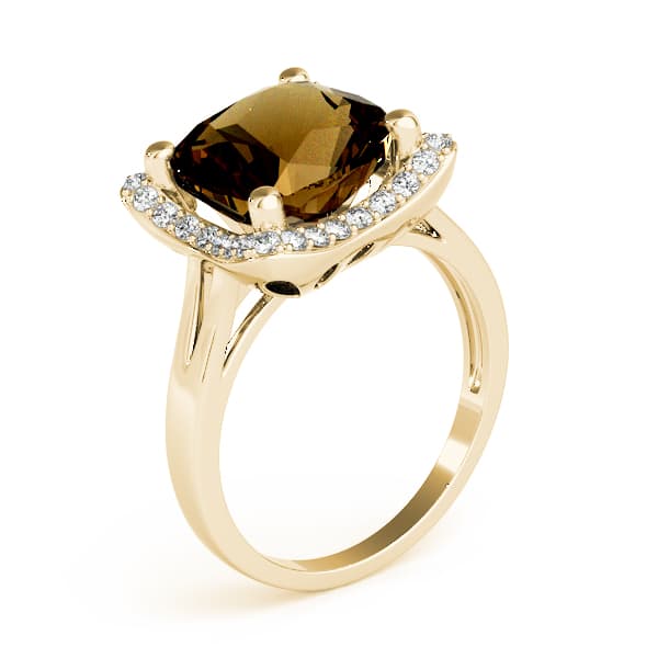 Princess & Cushion Gemstone Ring (1/4 ct. tw.), Angle view in yellow gold