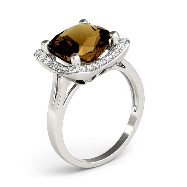 Princess & Cushion Gemstone Ring (1/4 ct. tw.), Angle view in white gold or platinum