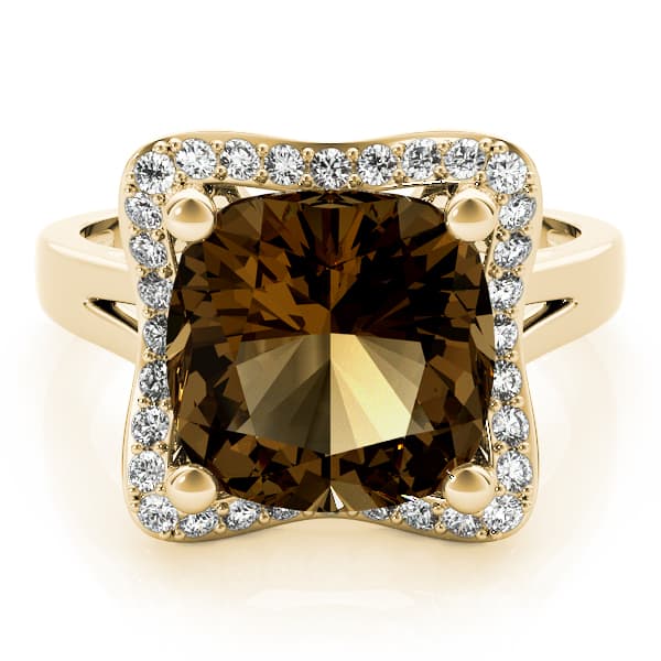 Princess & Cushion Gemstone Ring (1/4 ct. tw.), On hand view in yellow gold