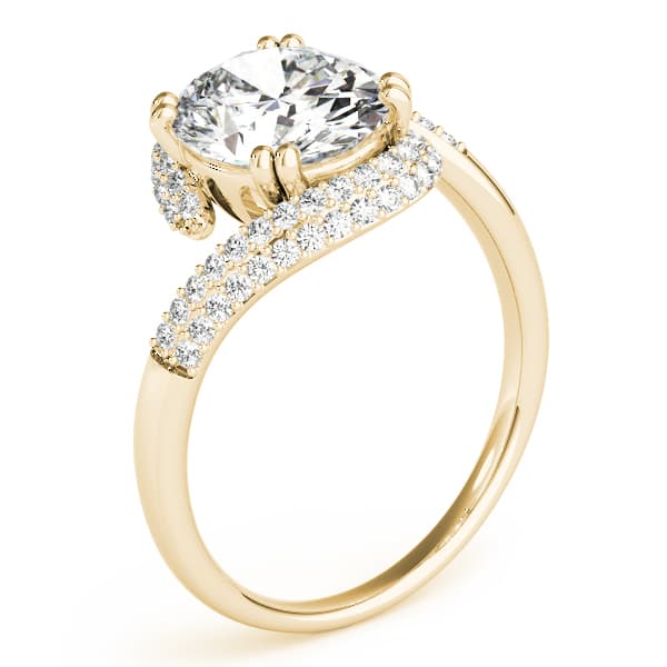 Bypass Double Row Pavé Engagement Ring, style 84649, Angle view in yellow gold