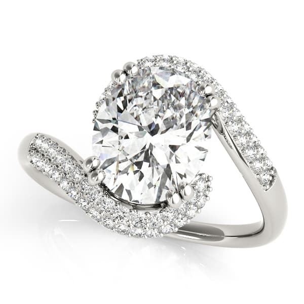 Bypass Double Row Pavé Engagement Rings — style 84649 in 10k White Gold