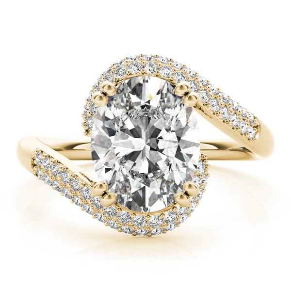 Bypass Double Row Pavé Engagement Ring, style 84649, On hand view in yellow gold