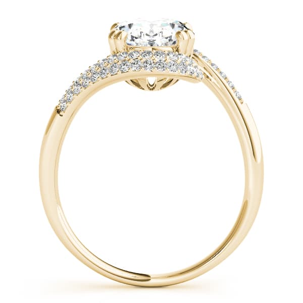 Bypass Double Row Pavé Engagement Ring, style 84649, Side view in yellow gold