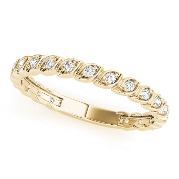 Prong Set Wedding Band (0.16 ct. tw.), Front view in yellow gold